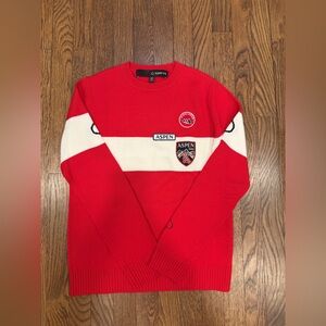 Aspen Red and White Crew Neck Sweater